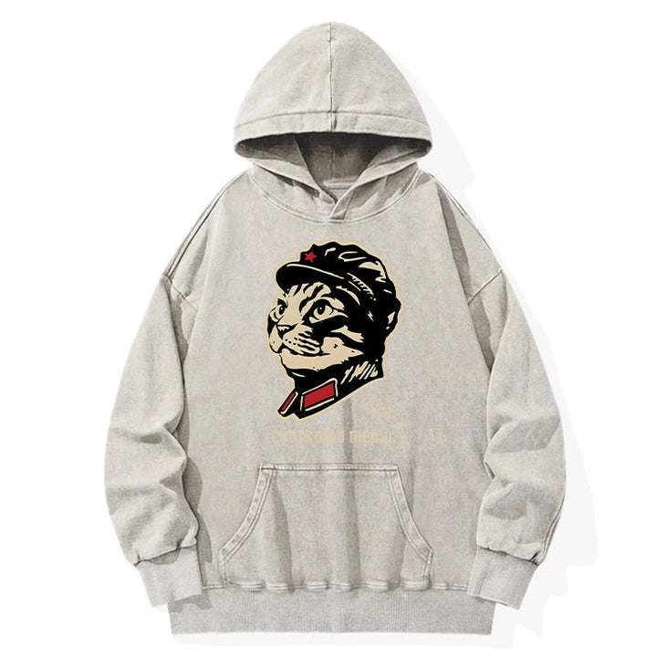 Chinese Spirit Cat Washed Hoodie