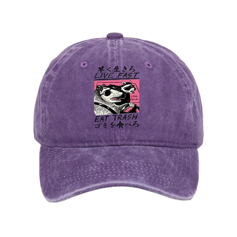 Live Fast Eat Trash Washed Cap