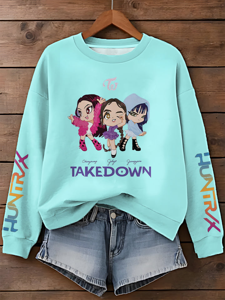 Demon Hunter Huntrix Printed Long Sleeve Casual Top