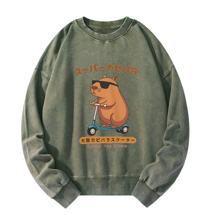 Osaka Capybara Scooter Washed Sweatshirt