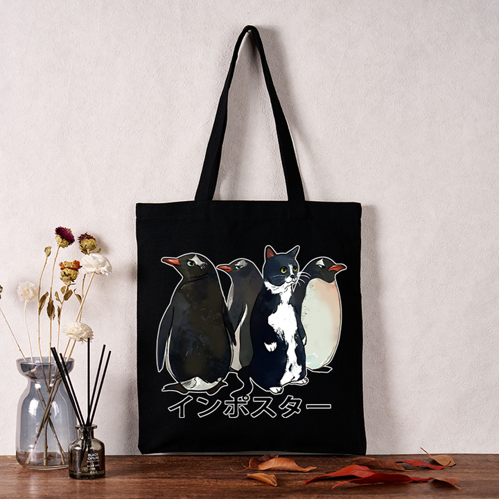 Imposter Among Penguins Tote Bag