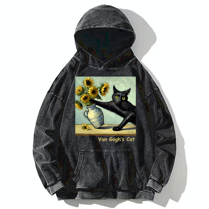 Van Gogh's Naughty Cat Washed Hoodie