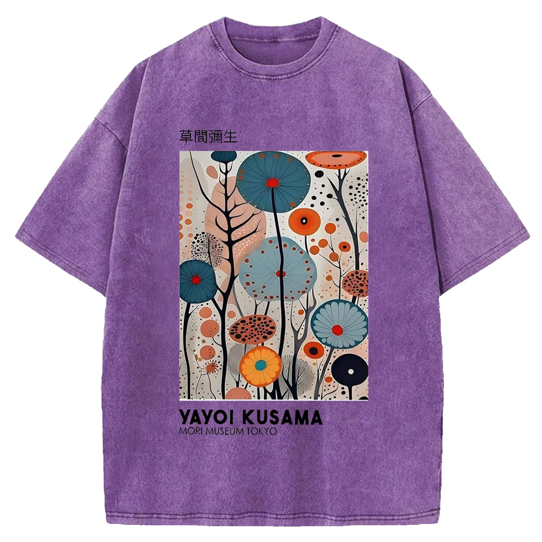 Yayoi Kusama Flower Vintage Washed Crew Neck T-Shirt