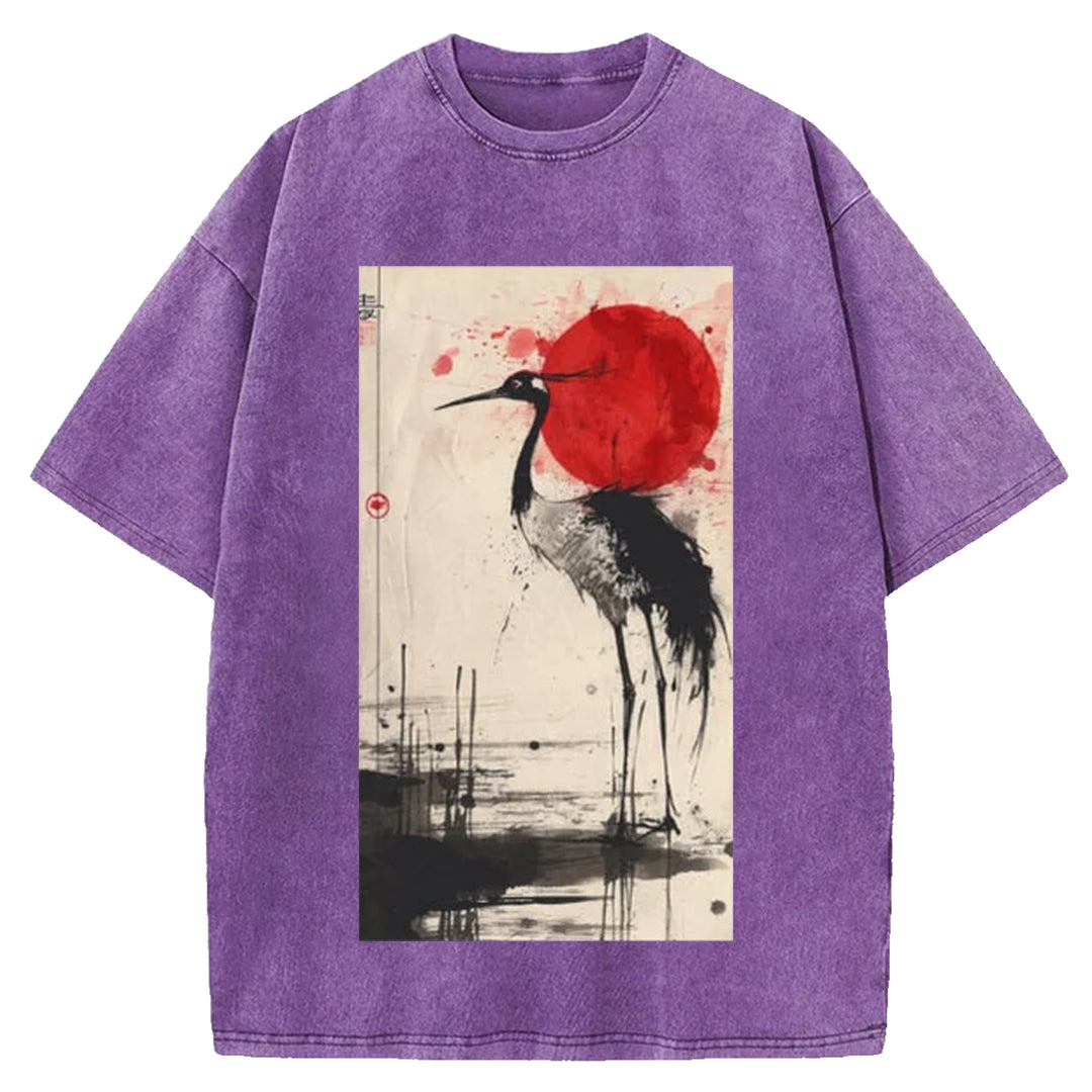 Nihon Tsuru Washed Crew Neck T-Shirt