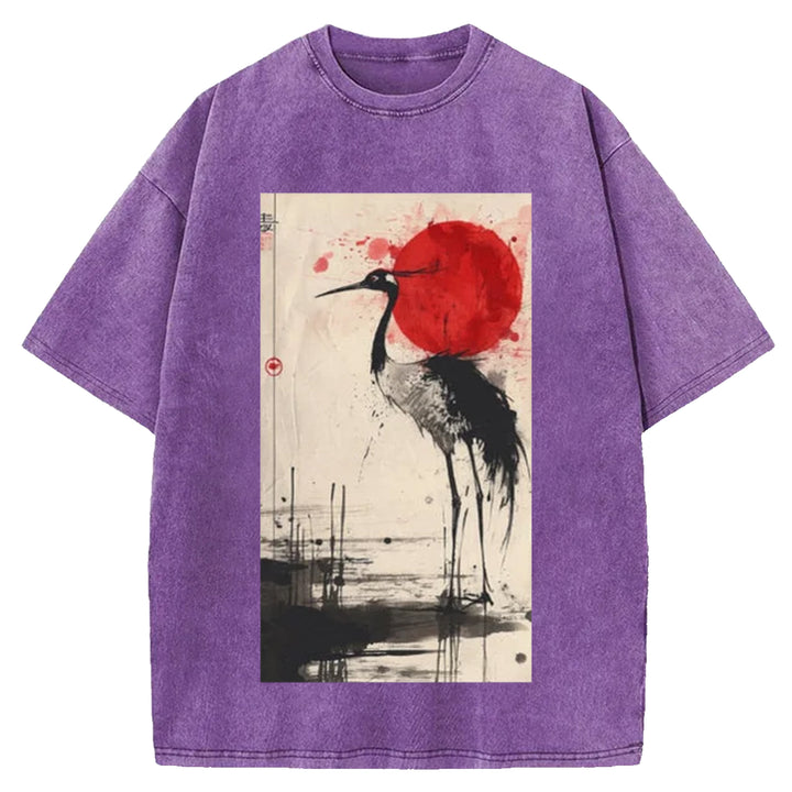 Nihon Tsuru Washed Crew Neck T-Shirt