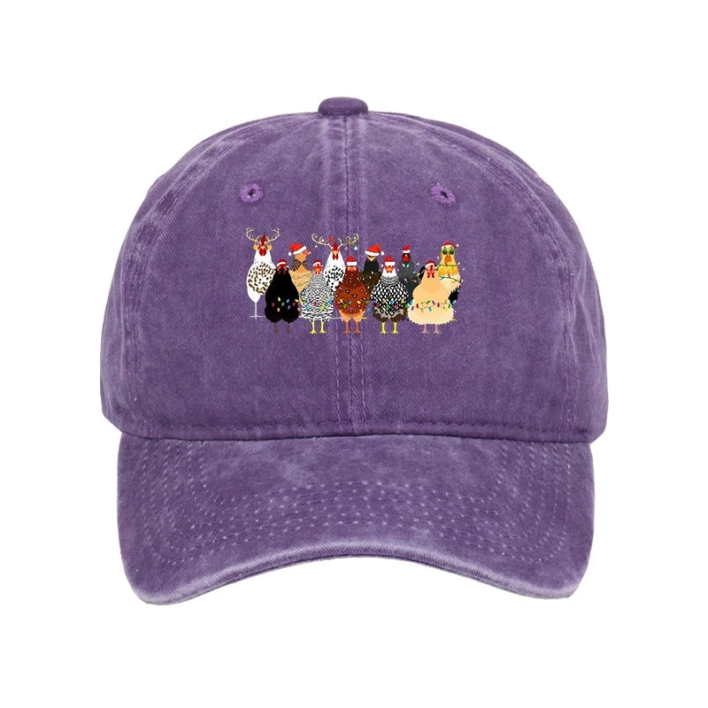 A Flock Of Christmas Chickens Washed Cap