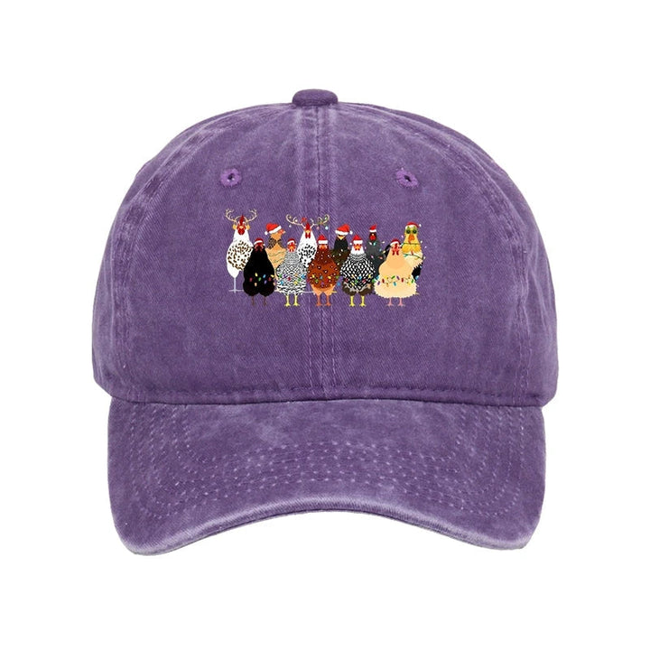 A Flock Of Christmas Chickens Washed Cap