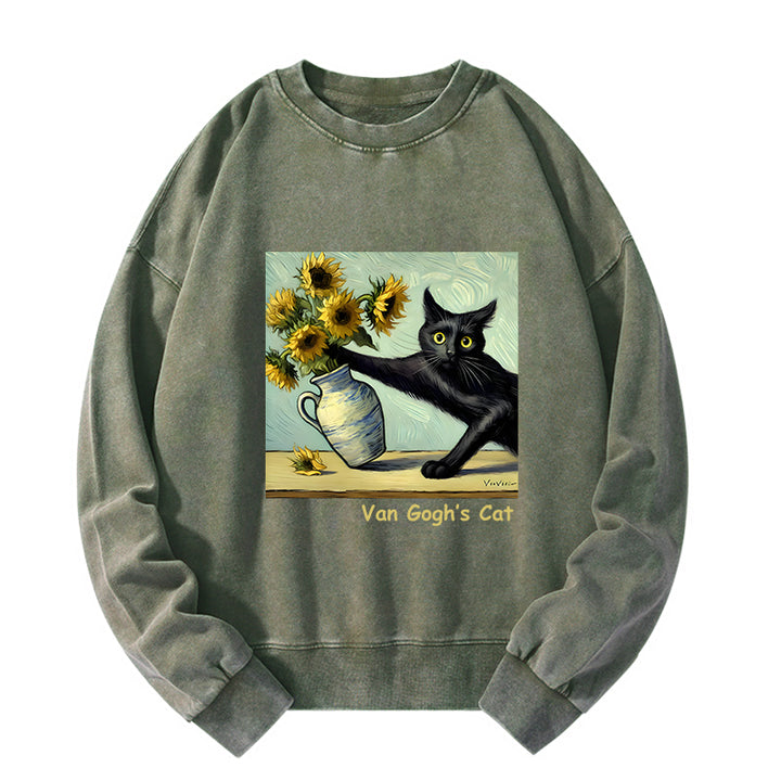 Van Gogh's Naughty Cat Washed Sweatshirt