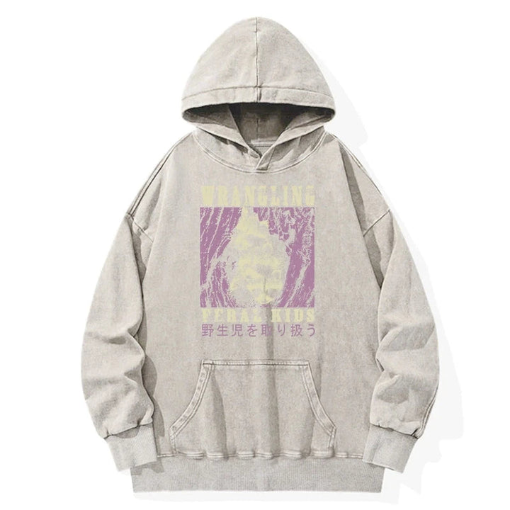 Wrangling Feral Raccoon Kids Washed Hoodie