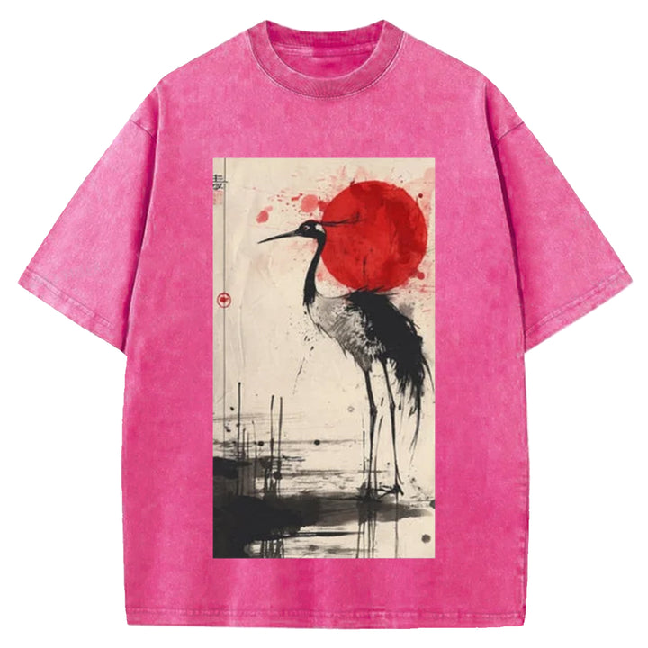 Nihon Tsuru Washed Crew Neck T-Shirt