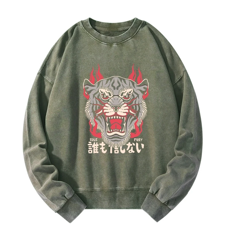 Japanese Tiger Fire Washed Sweatshirt