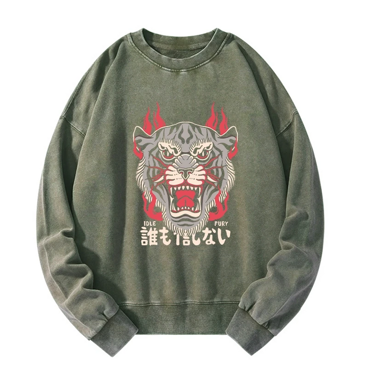 Japanese Tiger Fire Washed Sweatshirt