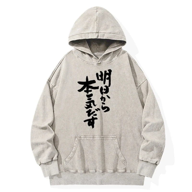 I'm Going To Get Serious Tomorrow Japan Washed Hoodie
