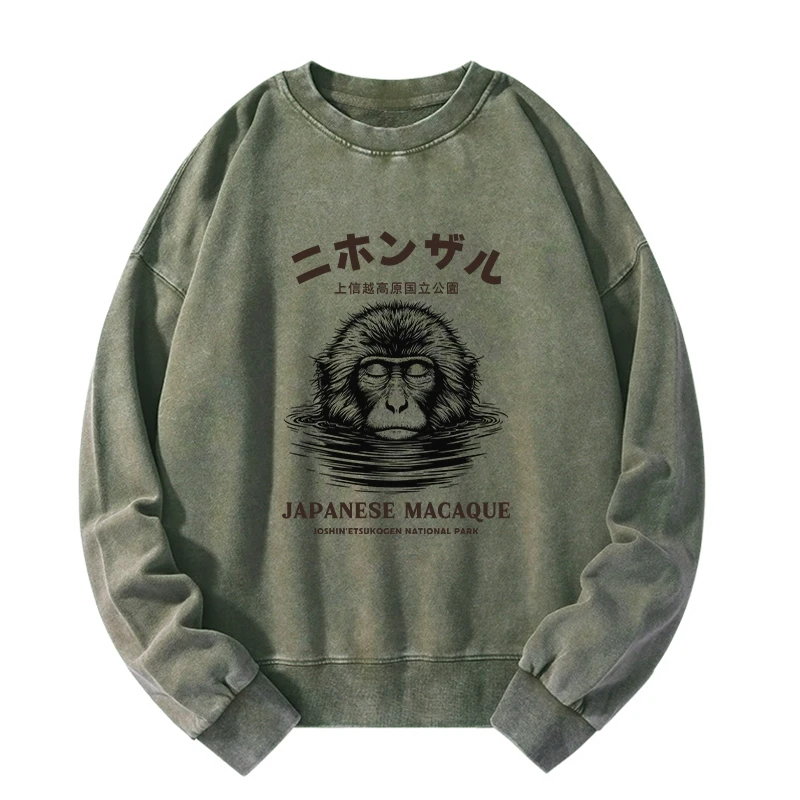 The Macaque Monkey In The Bath Japanese Washed Sweatshirt