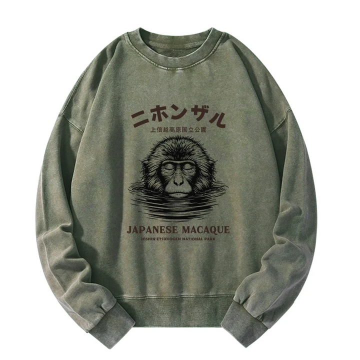 The Macaque Monkey In The Bath Japanese Washed Sweatshirt