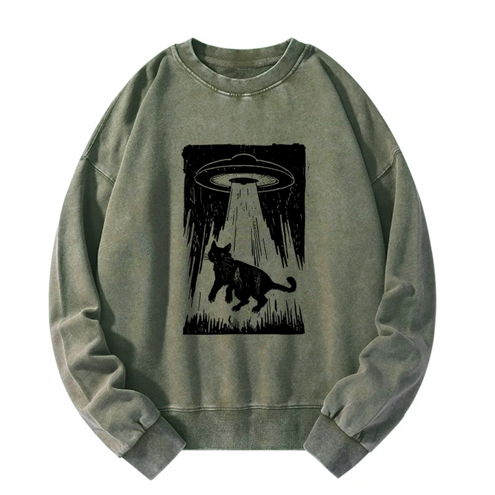 Cat Kidnapped By Aliens Washed Sweatshirt