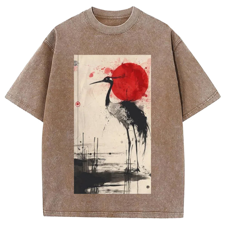 Nihon Tsuru Washed Crew Neck T-Shirt