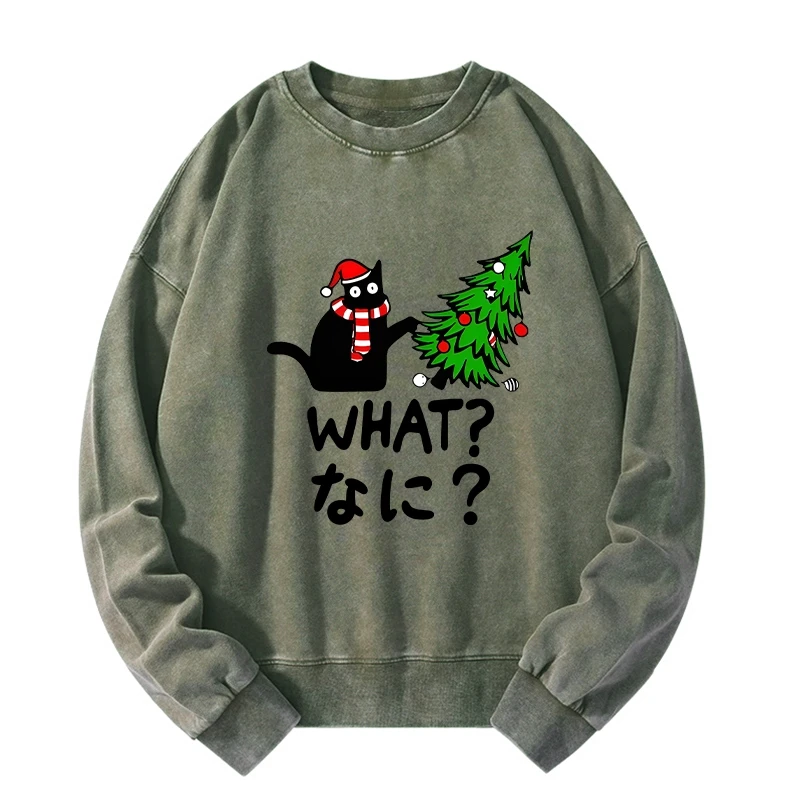 Naughty Cat Christmas Washed Sweatshirt