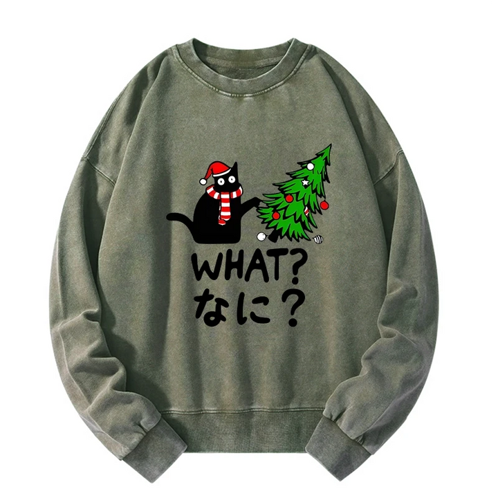 Naughty Cat Christmas Washed Sweatshirt