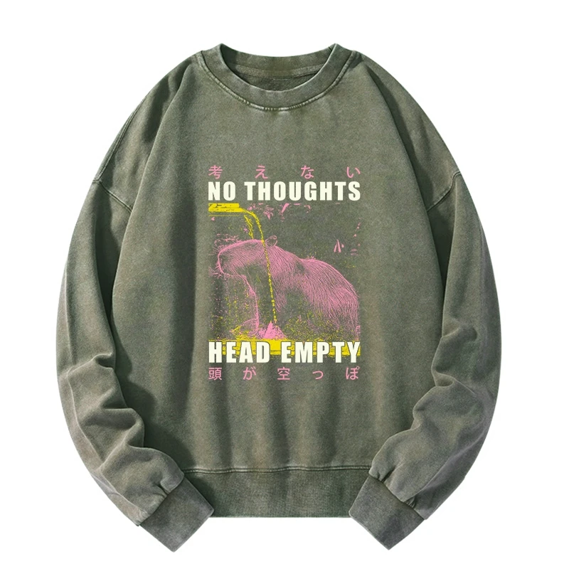 No Thoughts Head Empty Washed Sweatshirt
