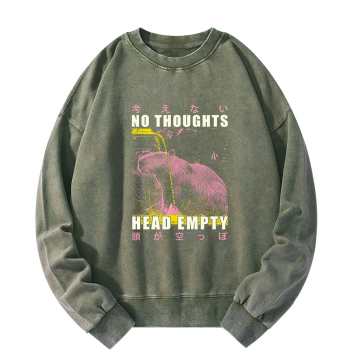 No Thoughts Head Empty Washed Sweatshirt