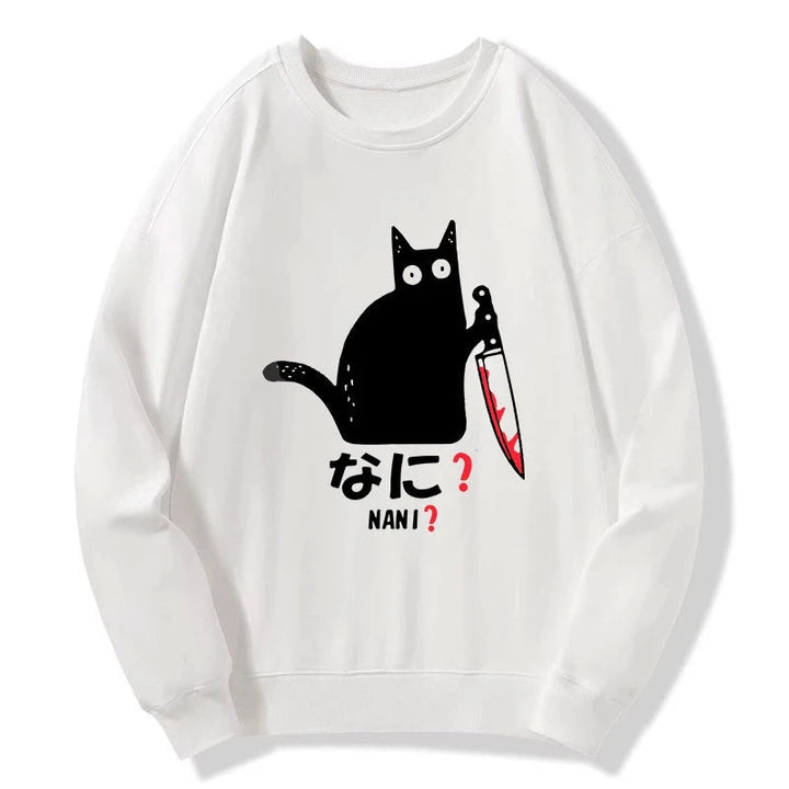A Puzzled Cat Holding A Knife Sweatshirt