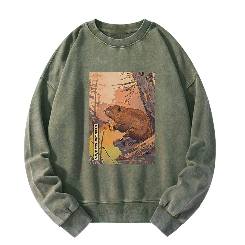 Beaver By The River Washed Sweatshirt