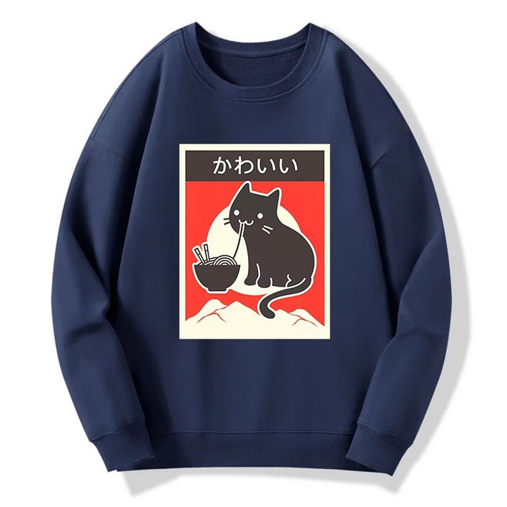 "Kawaii" Vintage Style Japenese Ramen Cat Sweatshirt