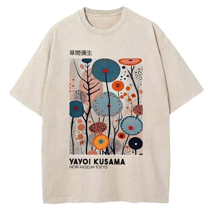 Yayoi Kusama Flower Vintage Washed Crew Neck T-Shirt