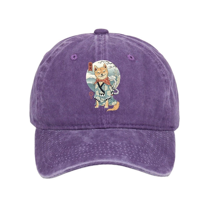 Samurai Shiba Dog Japanese Washed Cap