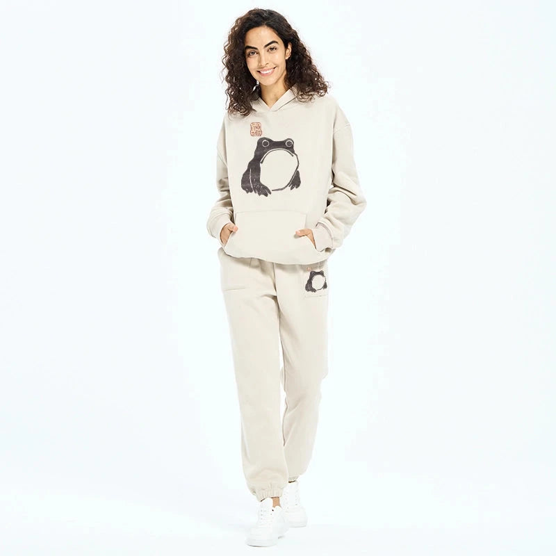 Matsumoto Hoji Woodblock Print Frog Fleece Lined Hoodie Set