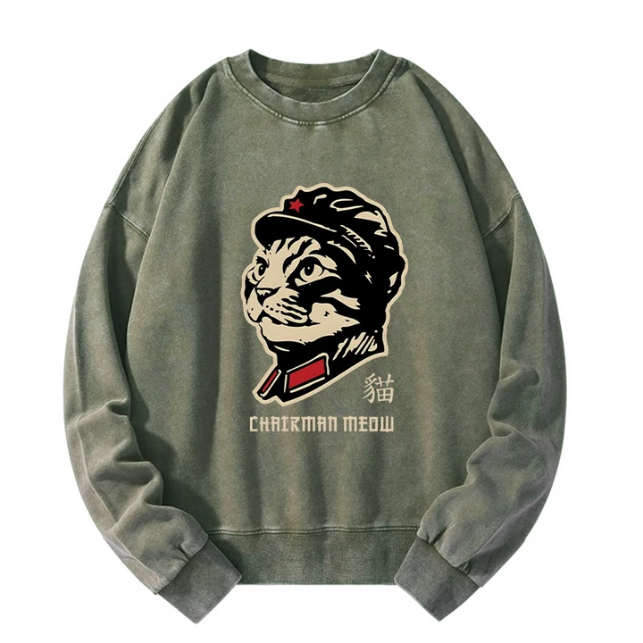 Chinese Spirit Cat Washed Sweatshirt