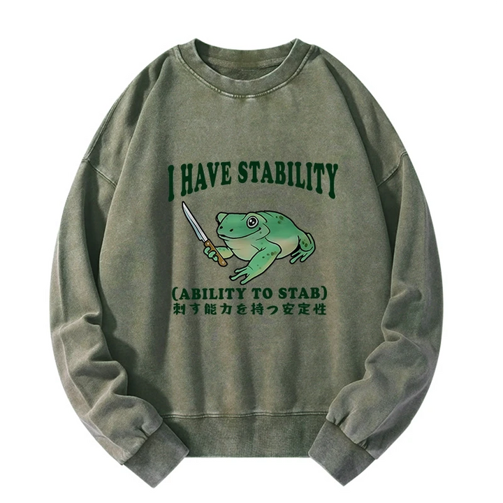 Mentally Stable Assassin Frog Washed Sweatshirt