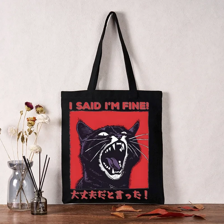 Angry Cat Japan Tote Bag