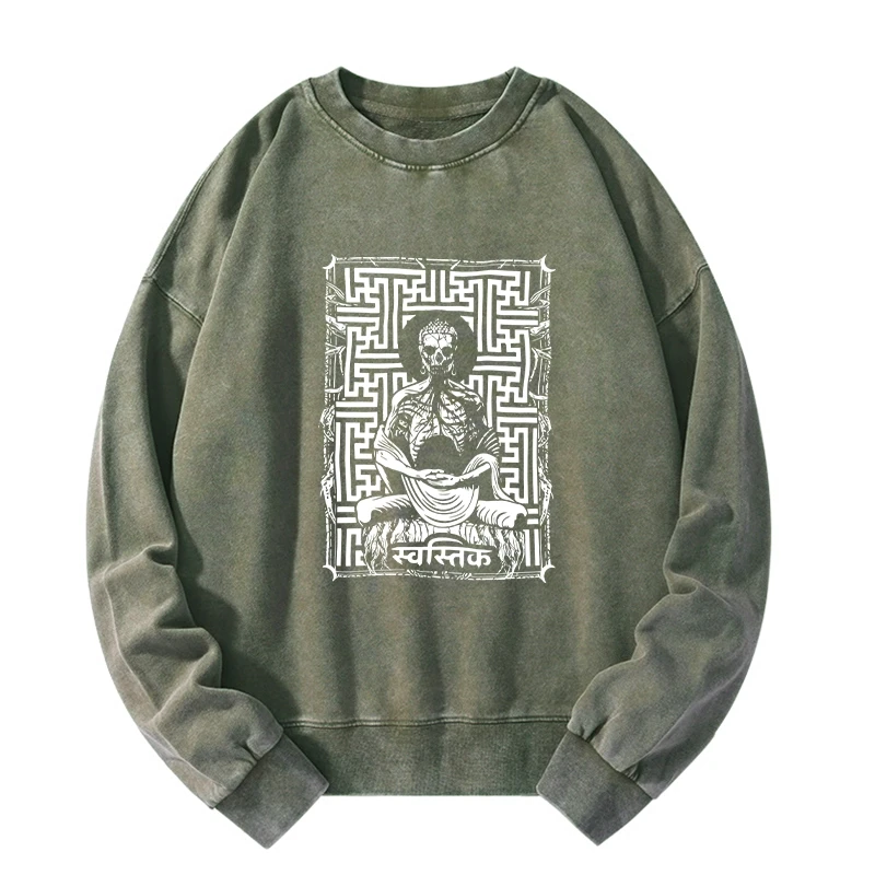 Sayagata Buddha Graphic Washed Sweatshirt