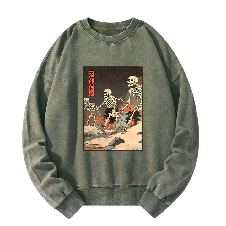 Japanese Rising Skeletons Washed Sweatshirt