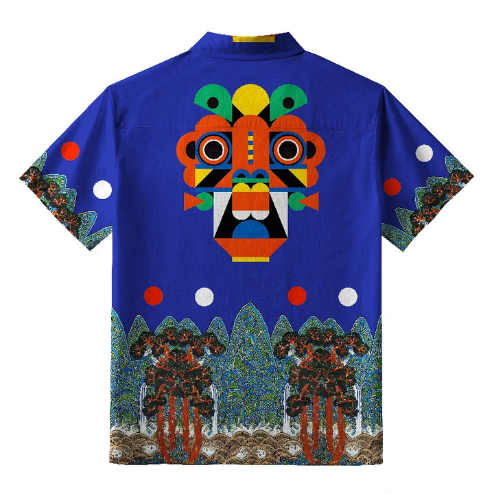 Abstract Art Mask Button-up Shirt