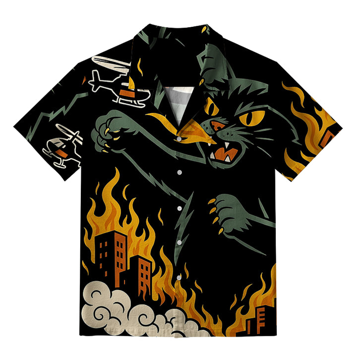 City Destroyer Cat Monster Aloha Hawaiian Shirt