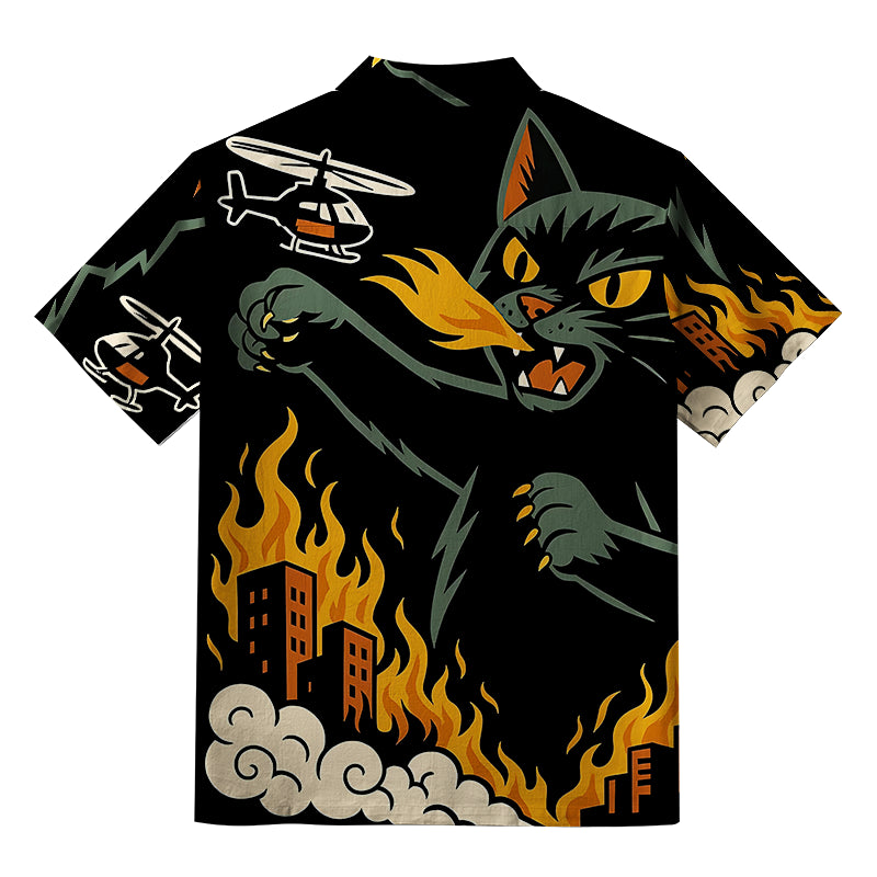City Destroyer Cat Monster Aloha Hawaiian Shirt