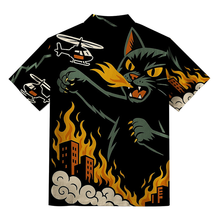 City Destroyer Cat Monster Aloha Hawaiian Shirt