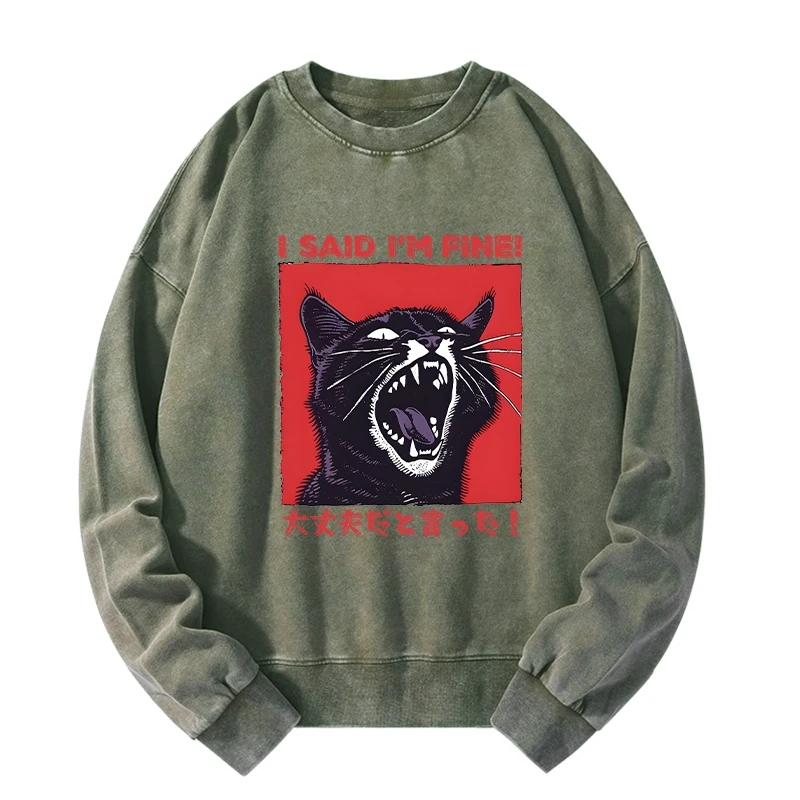 Angry Cat Japan Washed Sweatshirt
