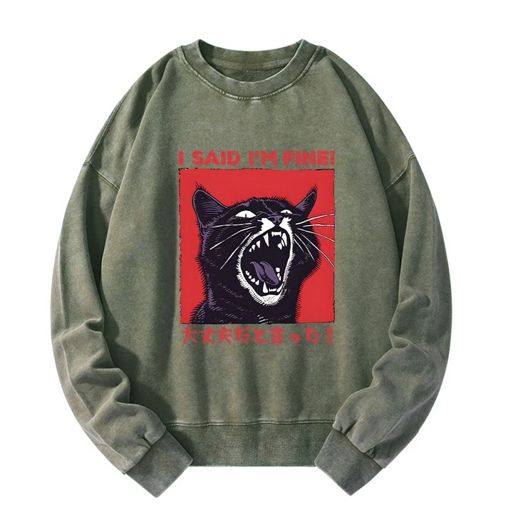 Angry Cat Japan Washed Sweatshirt