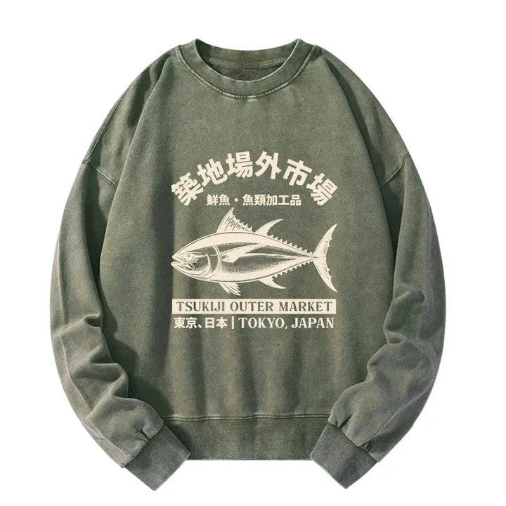 Japan Tsukiji Fish Market Washed Sweatshirt