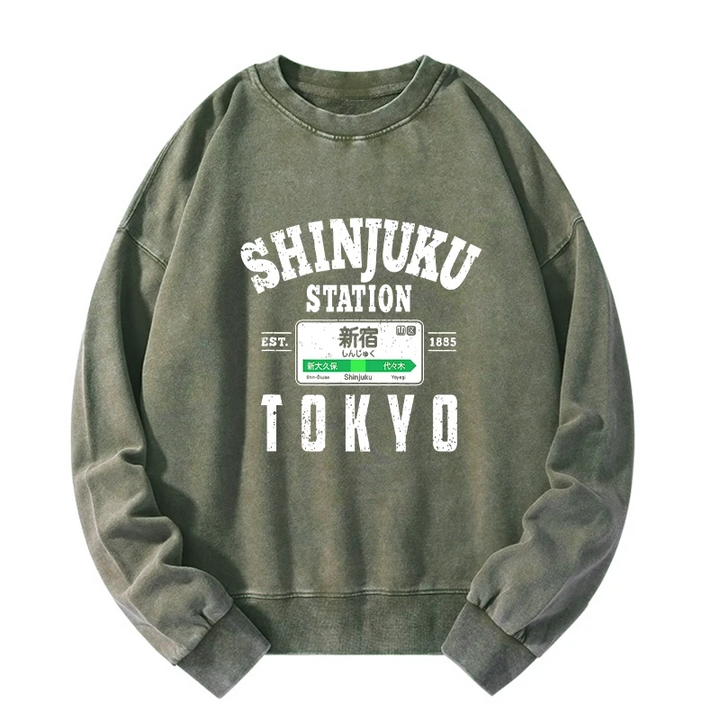 Shinjuku Station Yamanote Line Washed Sweatshirt