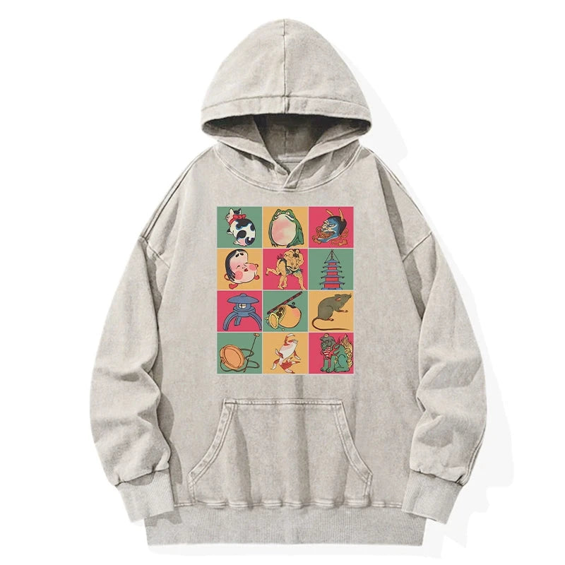 Japanese Characteristic Goods Washed Hoodie