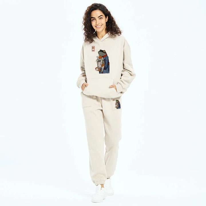 The Frog Holds The Cat Fleece Lined Hoodie Set