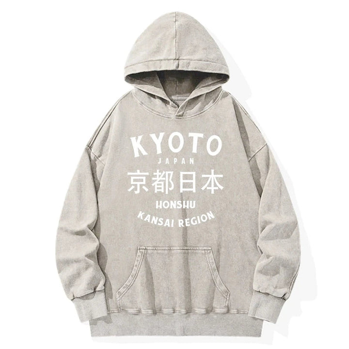 Kyoto Japan Kanji Washed Hoodie