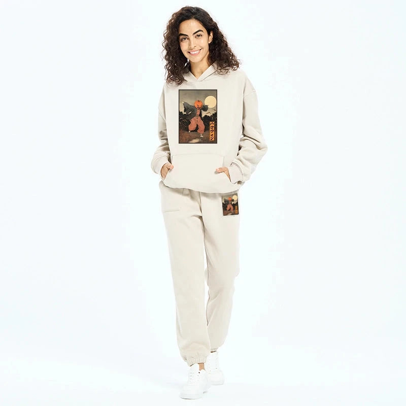 Japanese Pumpkin Monster Fleece Lined Hoodie Set