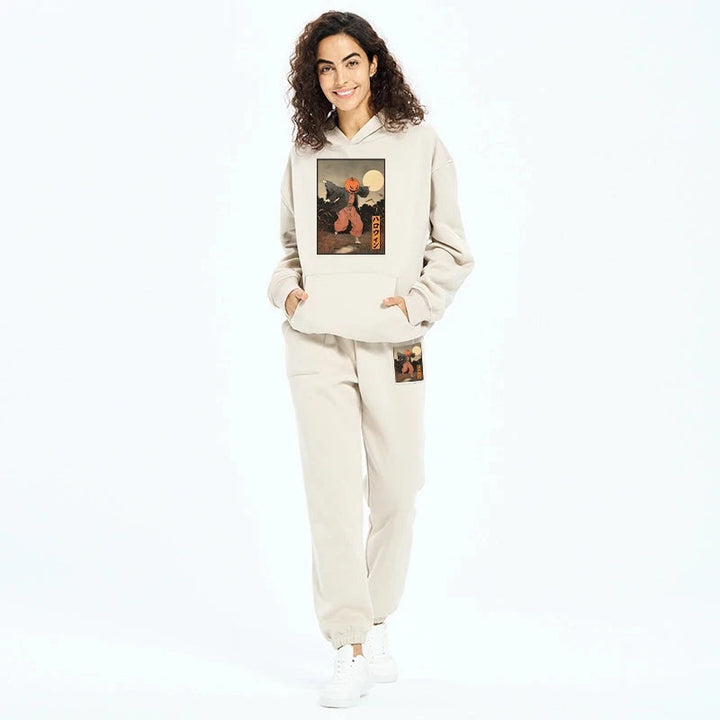 Japanese Pumpkin Monster Fleece Lined Hoodie Set