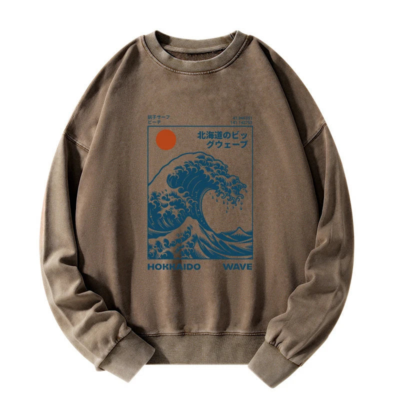 Hokkaido Wave Japan Washed Sweatshirt